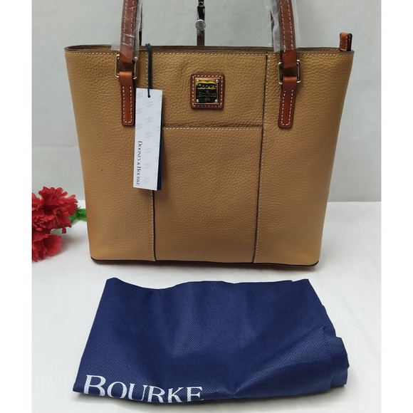 Dooney & Bourke Lexington Brown Pebble Leather Double Handles Tote Bag - NWT - Picture 1 of 16